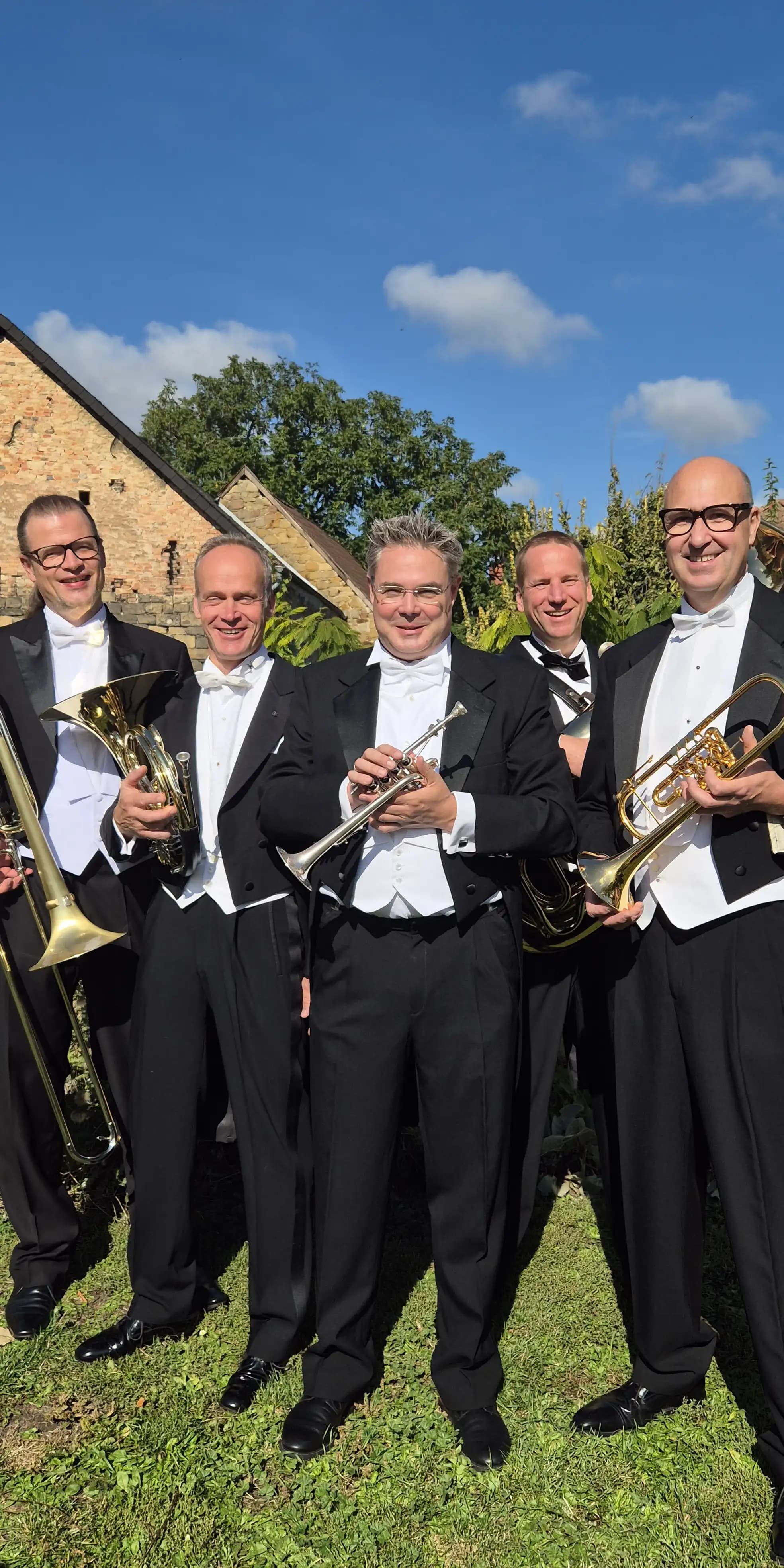 Das komplette Rheinblech Quintett bei einem Konzert in Deidesheim